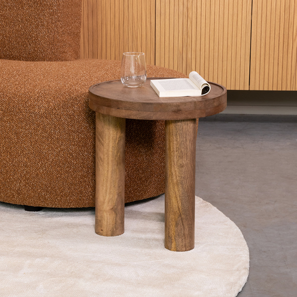 LABEL51 Bijzettafel Elly - Nature Smooth - Mangohout - 42 cm