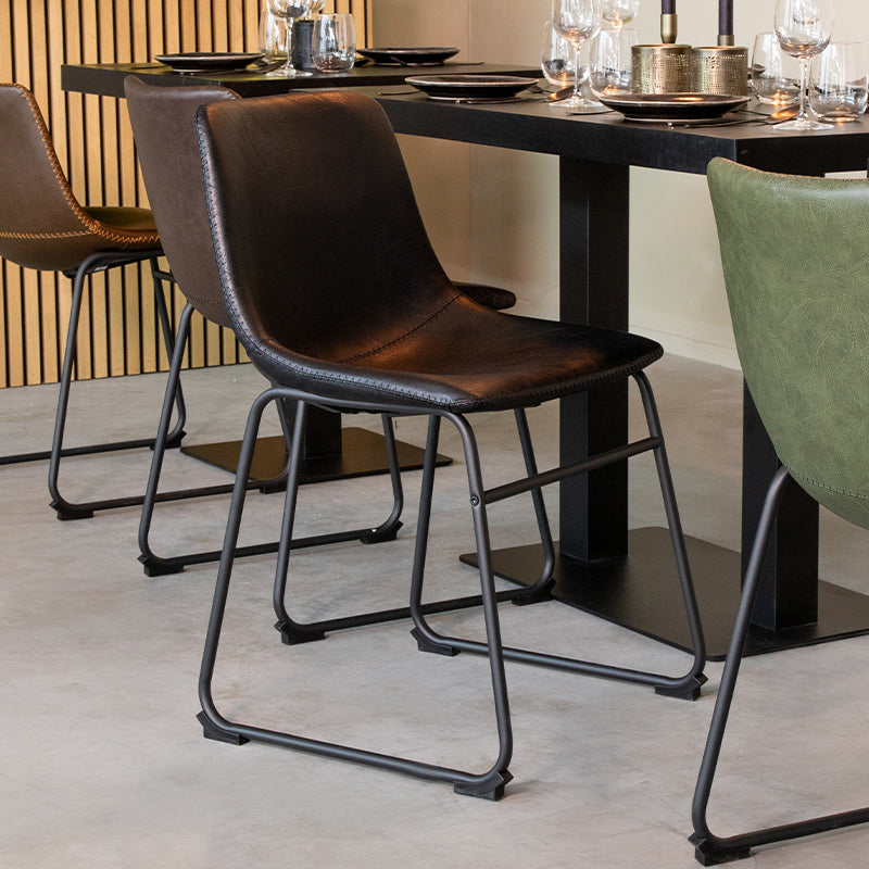 LABEL51 Eetkamerstoel Risto - Zwart - Stof, metaal & hout -