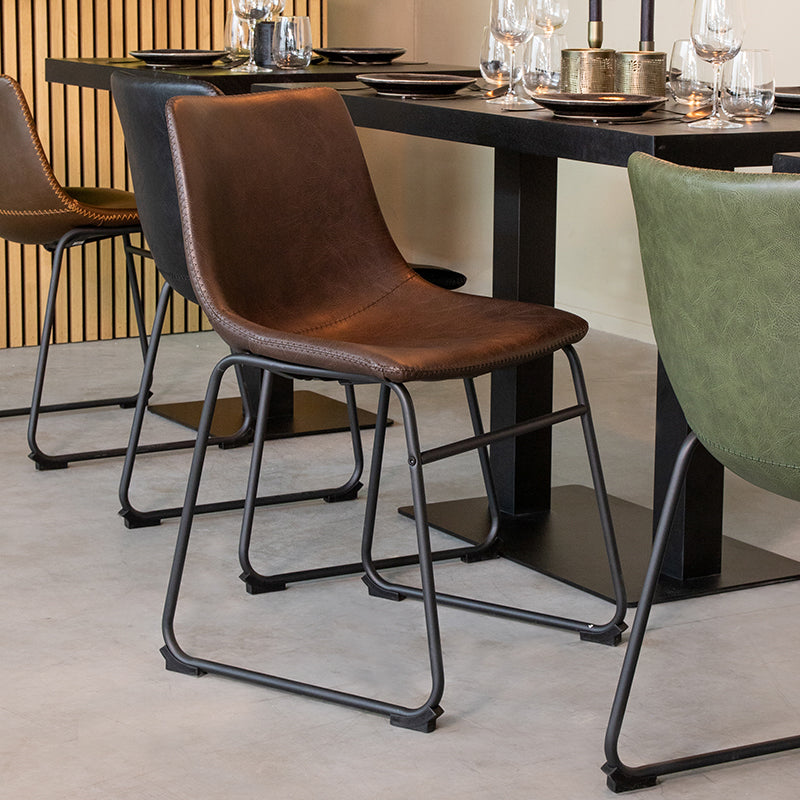 LABEL51 Eetkamerstoel Risto - Bruin - Stof, metaal & hout -