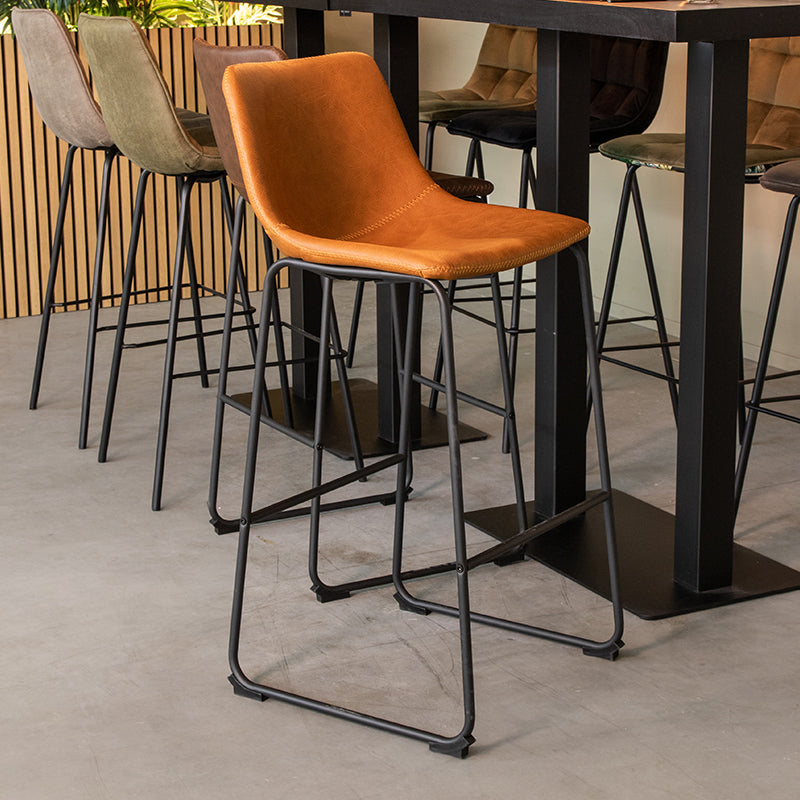 LABEL51 Barkruk Risto - Cognac - Stof, metaal & hout - Hoog