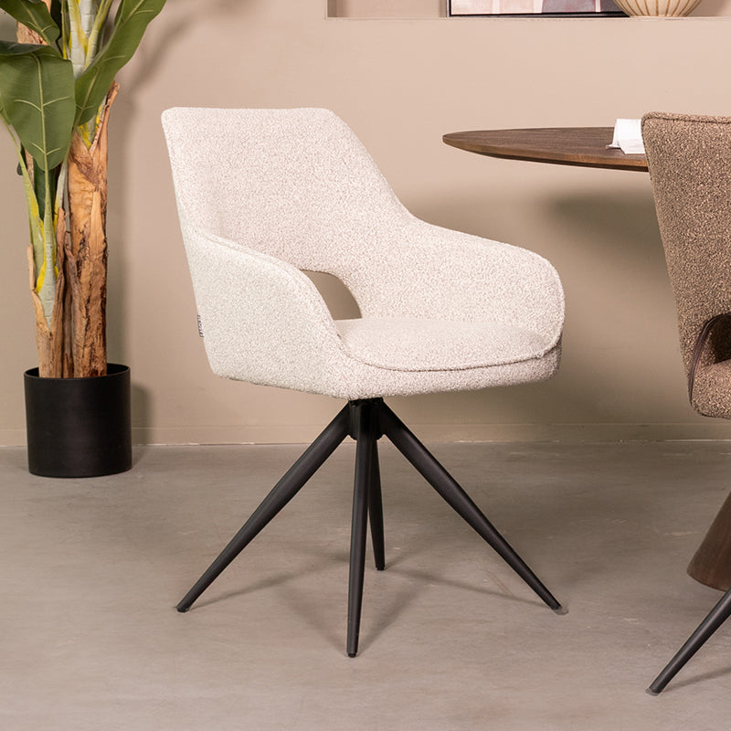 LABEL51 Eetkamerstoel Finley - Champagne - Boucle - Zwart