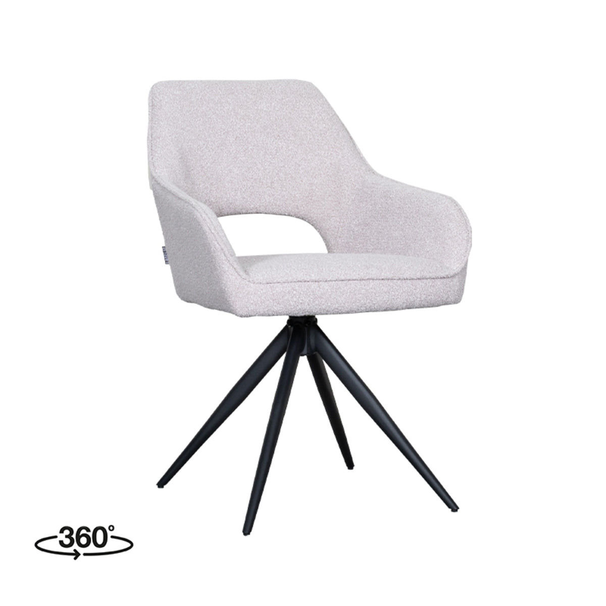 LABEL51 Eetkamerstoel Finley - Naturel - Boucle - Zwart