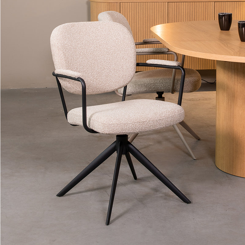 LABEL51 Eetkamerstoel Basel - Naturel - Royal Boucle - Zwart