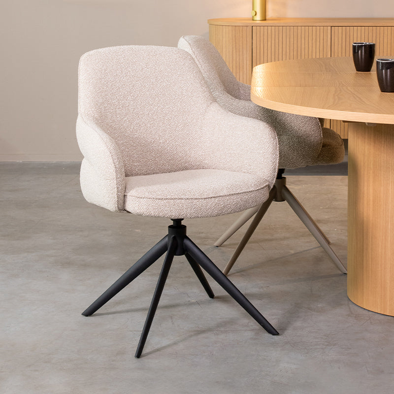 LABEL51 Eetkamerstoel Bern - Naturel - Royal Boucle - Zwart