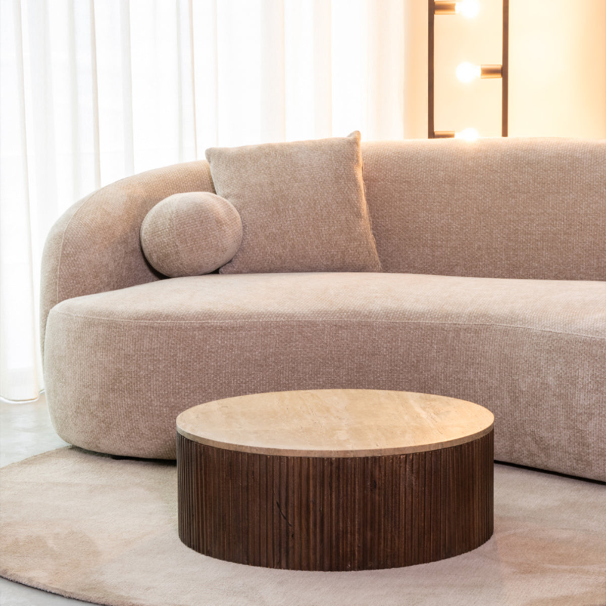 LABEL51 Salontafel Ribble - Espresso - Travertin - 70 cm -