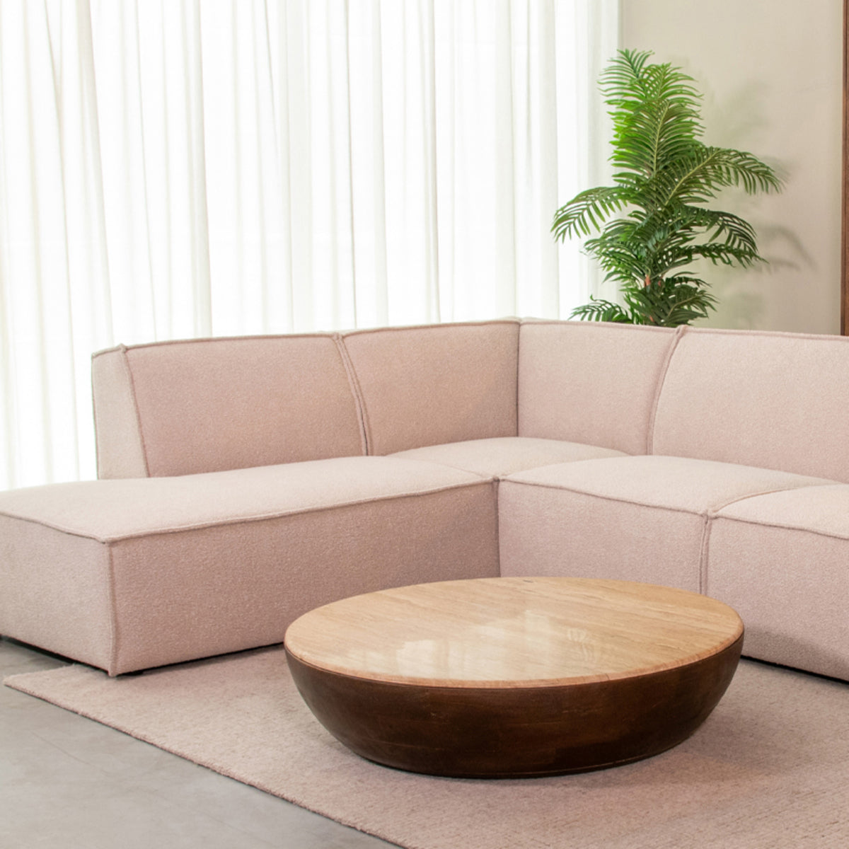 LABEL51 Salontafel Bowl - Espresso - Travertin - 90 cm -