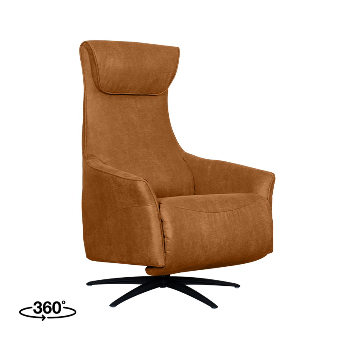 LABEL51 Fauteuil Lund - Cognac - Micro Suede - 2-Motorig -