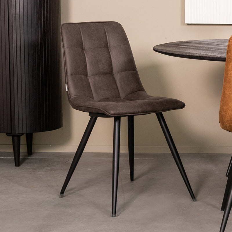 LABEL51 Eetkamerstoel Bistro - Antraciet - Micro Suede -