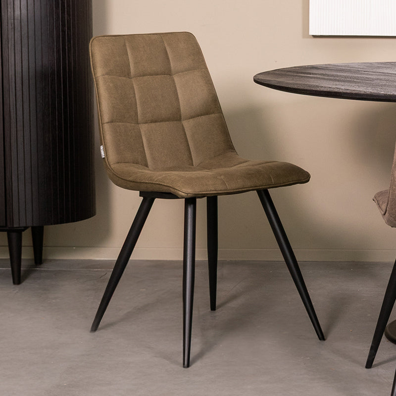 LABEL51 Eetkamerstoel Bistro - Moss - Micro Suede - Zwart
