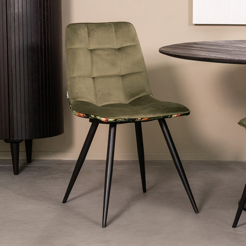 LABEL51 Eetkamerstoel Bistro - Multicolor - Fluweel - Zwart