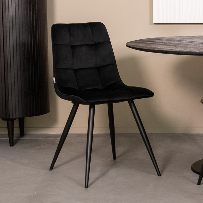 LABEL51 Eetkamerstoel Bistro - Zwart - Fluweel - Zwart