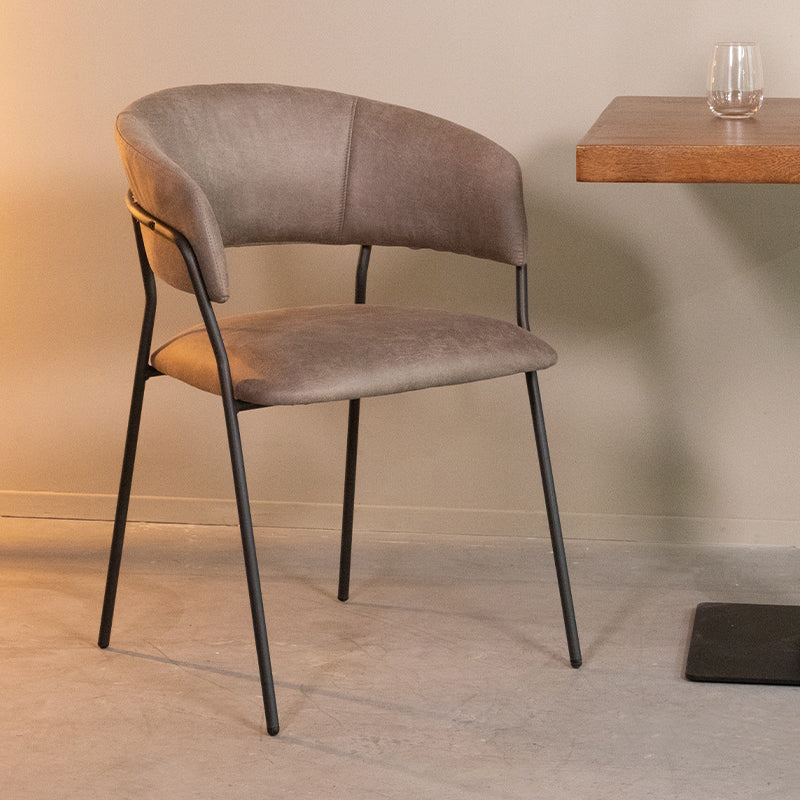 LABEL51 Eetkamerstoel Luuk - Taupe - Micro Suede - Zwart