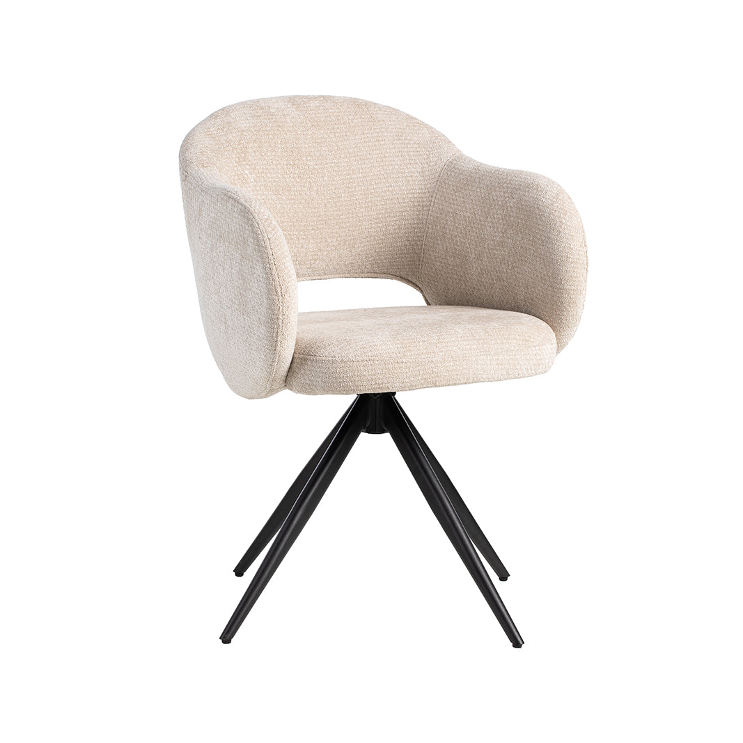 LABEL51 Eetkamerstoel Lela - Naturel - Elite - Zwart Metalen