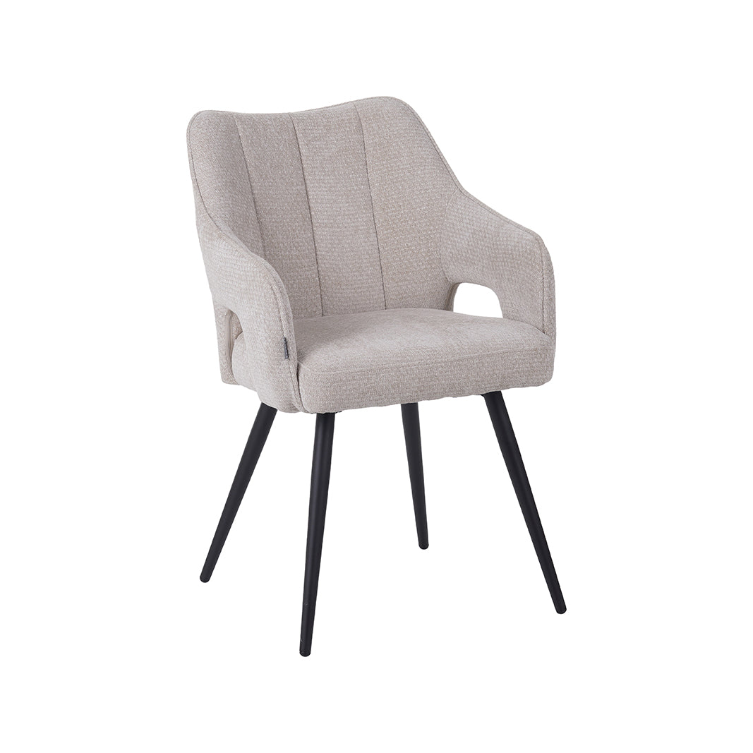 LABEL51 Eetkamerstoel Stan - Naturel - Elite - Zwart Metalen