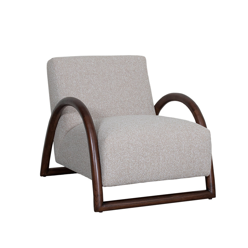 LABEL51 Fauteuil Viggo - Naturel - Royal Boucle - Walnoot