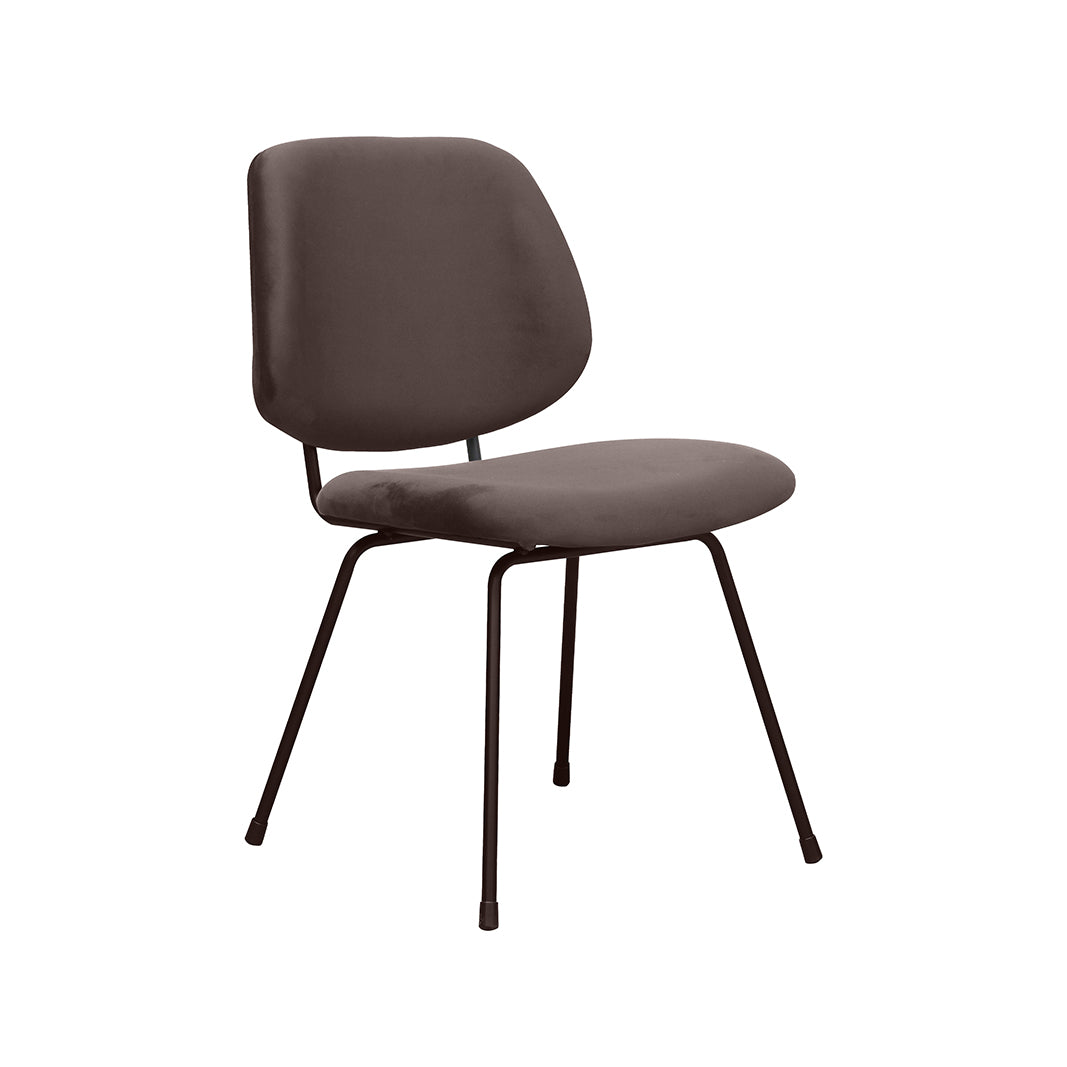 LABEL51 Eetkamerstoel Bello - Taupe - Fluweel - Zwart