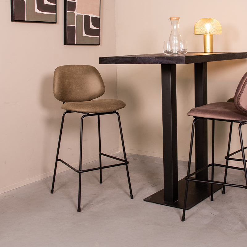 LABEL51 Barkruk Bello - Moss - Micro Suede - Hoog