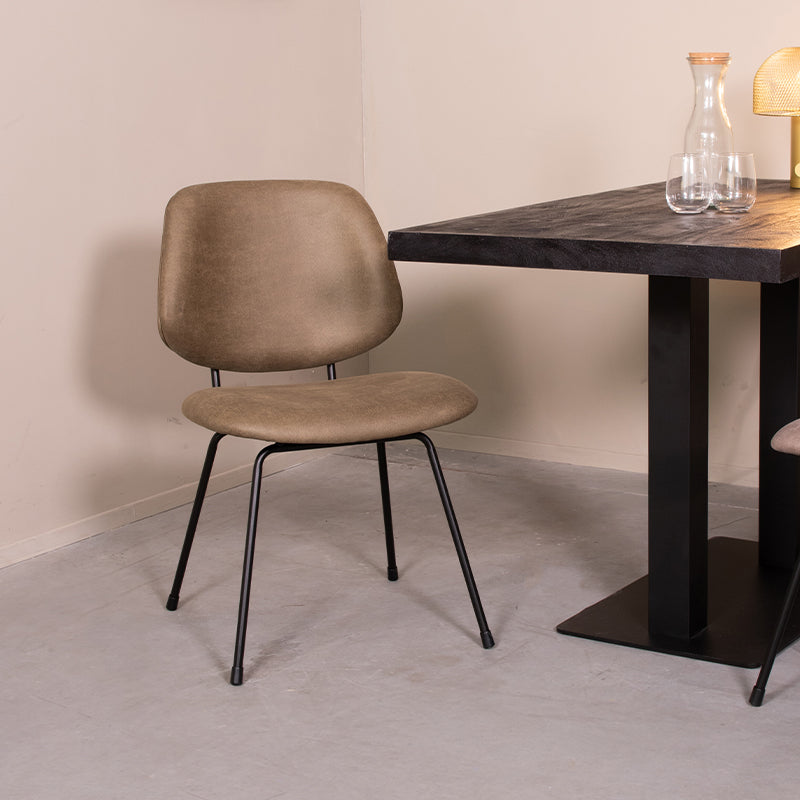 LABEL51 Eetkamerstoel Bello - Moss - Micro Suede - Zwart