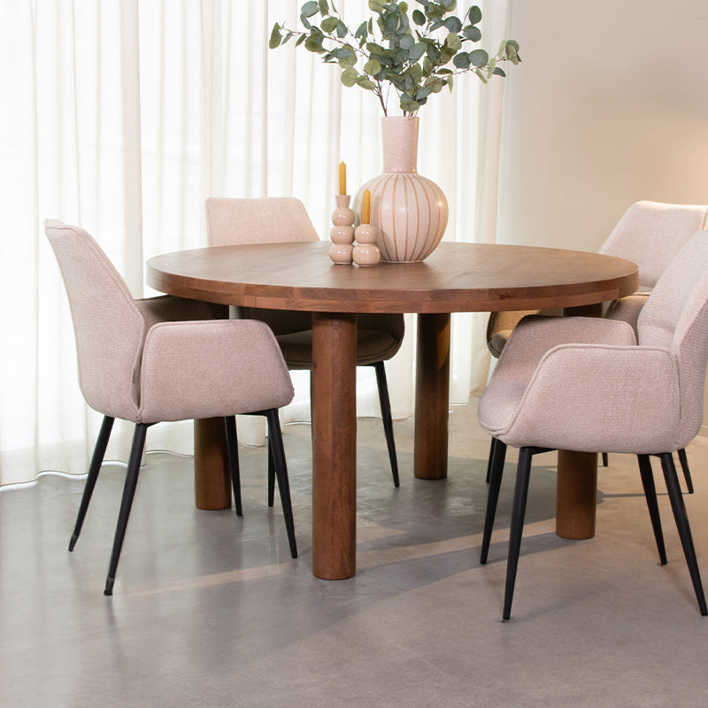 LABEL51 Eetkamertafel Elly - Nature Smooth - Mangohout - 140