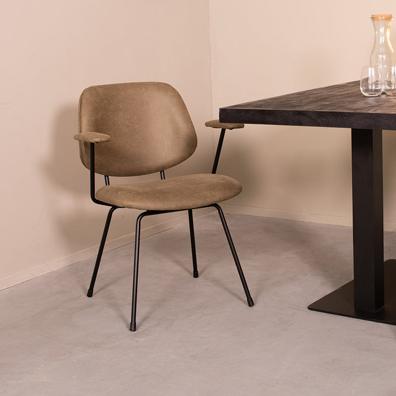 LABEL51 Eetkamerstoel Rivano - Moss - Micro Suede - Zwart