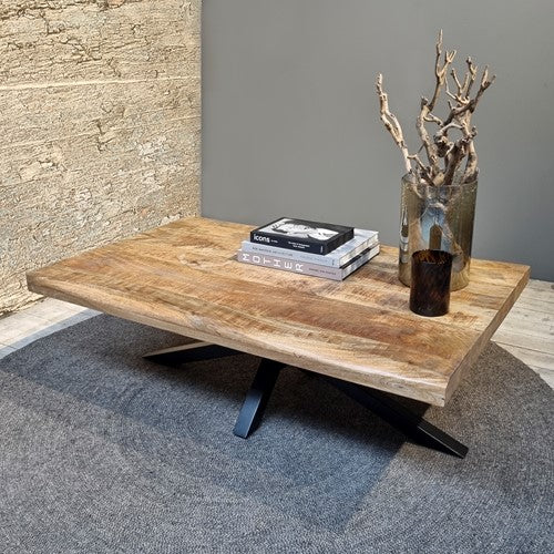 mango coffee table live edge 120 3+3cm with spider leg