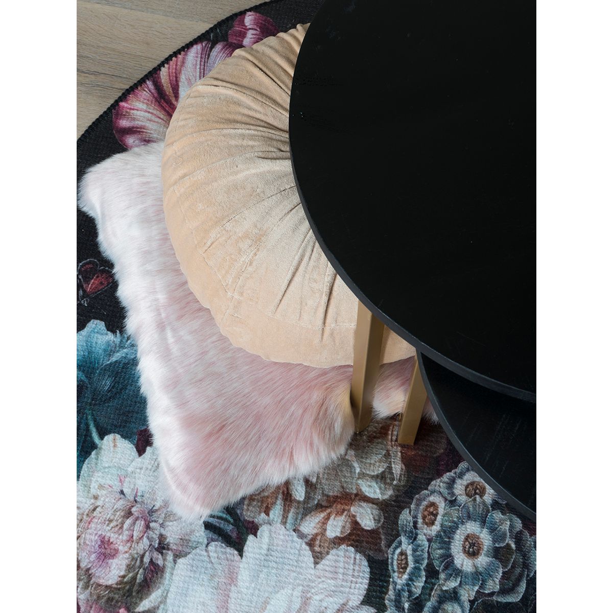 Salontafel Bart - Set van 2 - Zwart blad - Goud onderstel