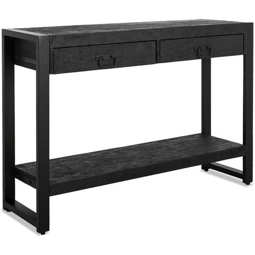 britt 2 drawer side table black 120