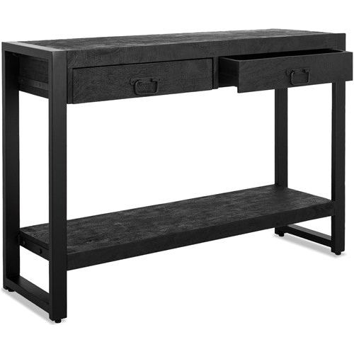 britt 2 drawer side table black 120