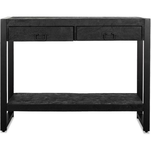 britt 2 drawer side table black 120