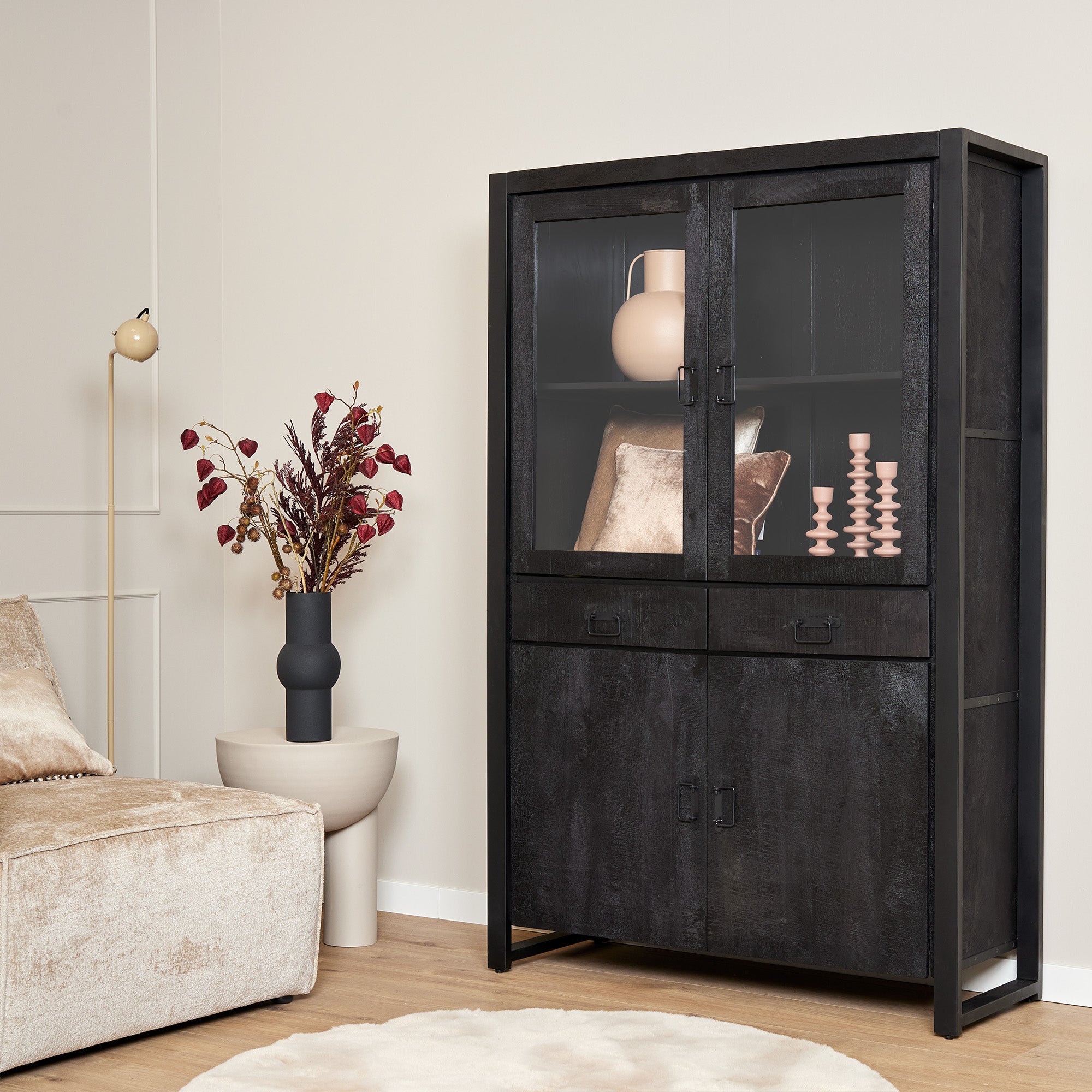 display cabinet Natural | Boaz | Mango wood | 115 x 115 x 180(h)