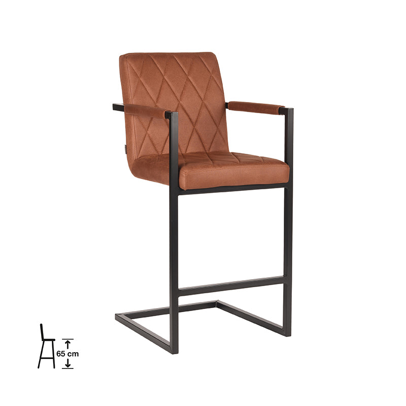 LABEL51 Bar stool Denmark - Cognac - Microfiber - Seat height 65