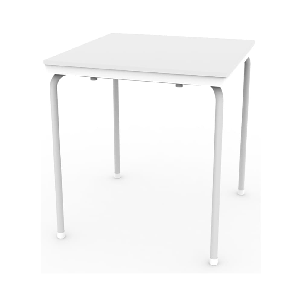 Punt vierkante tafel buiten 80x80 wit voet wit bord