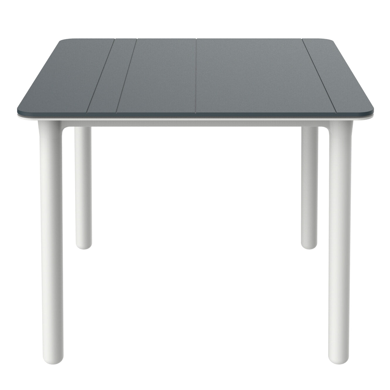 Noa vierkante tafel 90x90 wit voet gark grijs bord