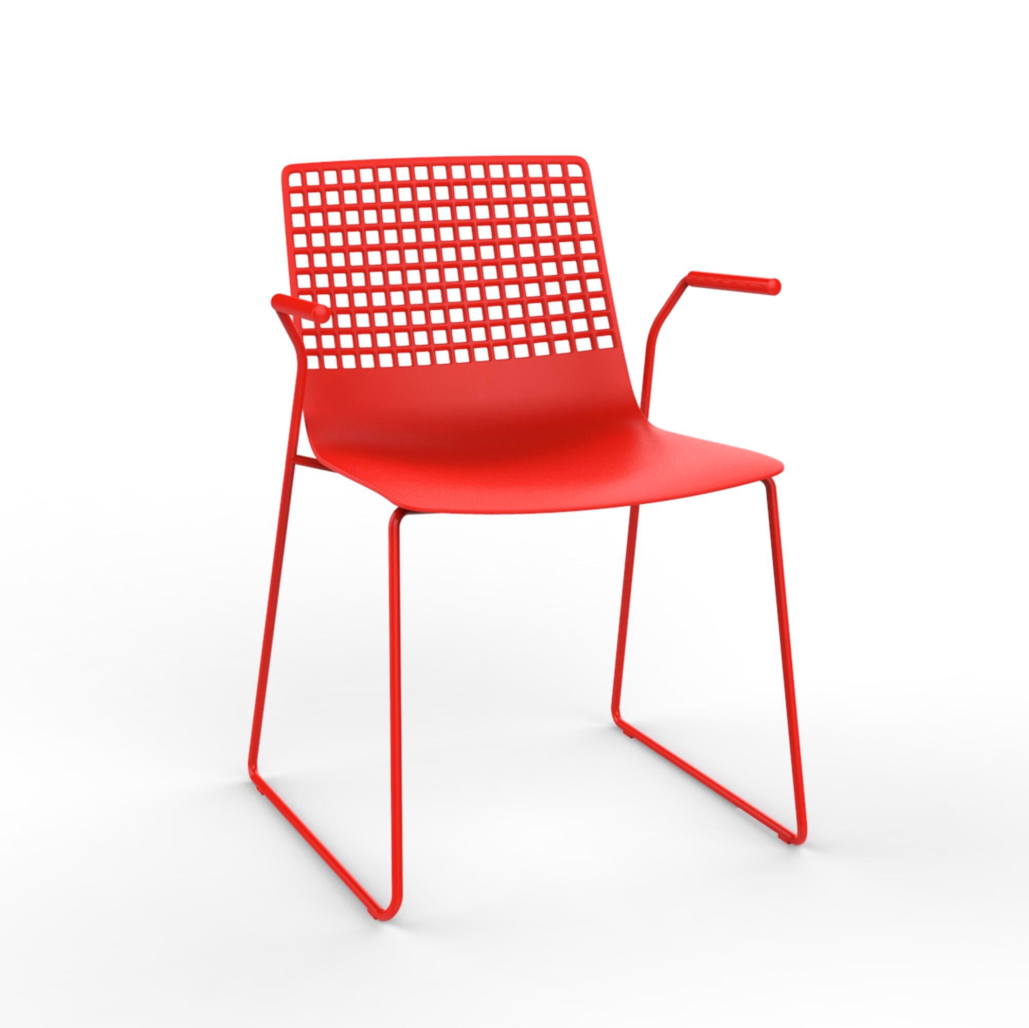 Resol Wire armchair Sled Base inside, red outside