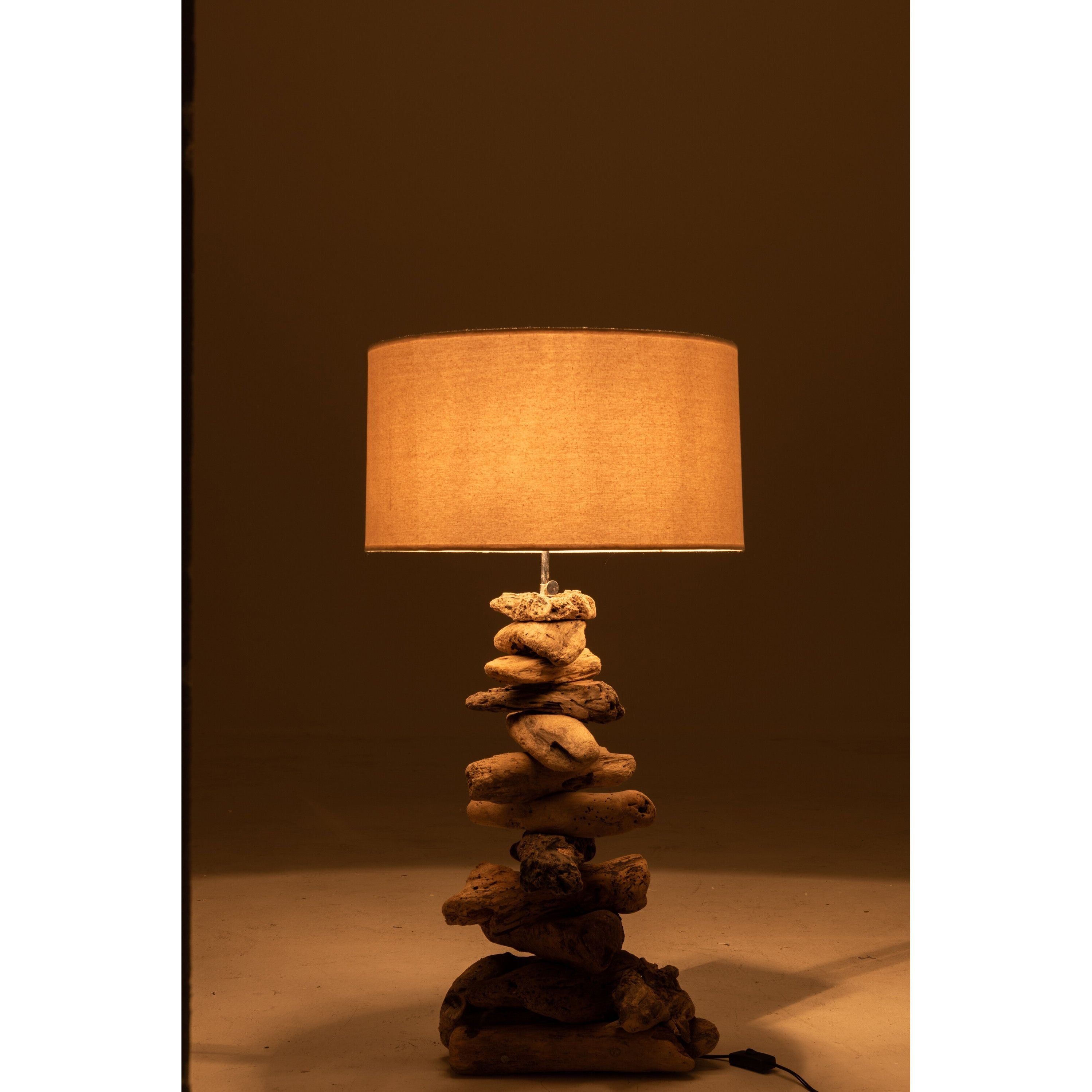 Lamp+kap Drijfhout Naturel/beige Small