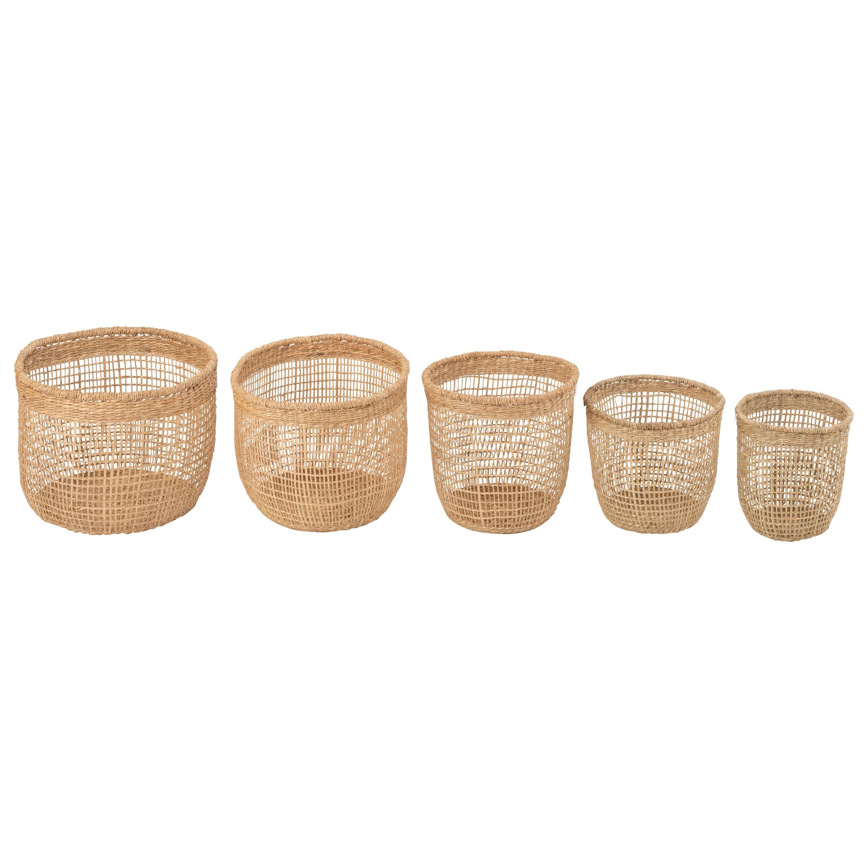 Set of 5 Baskets Oasis Seagrass Light Natural