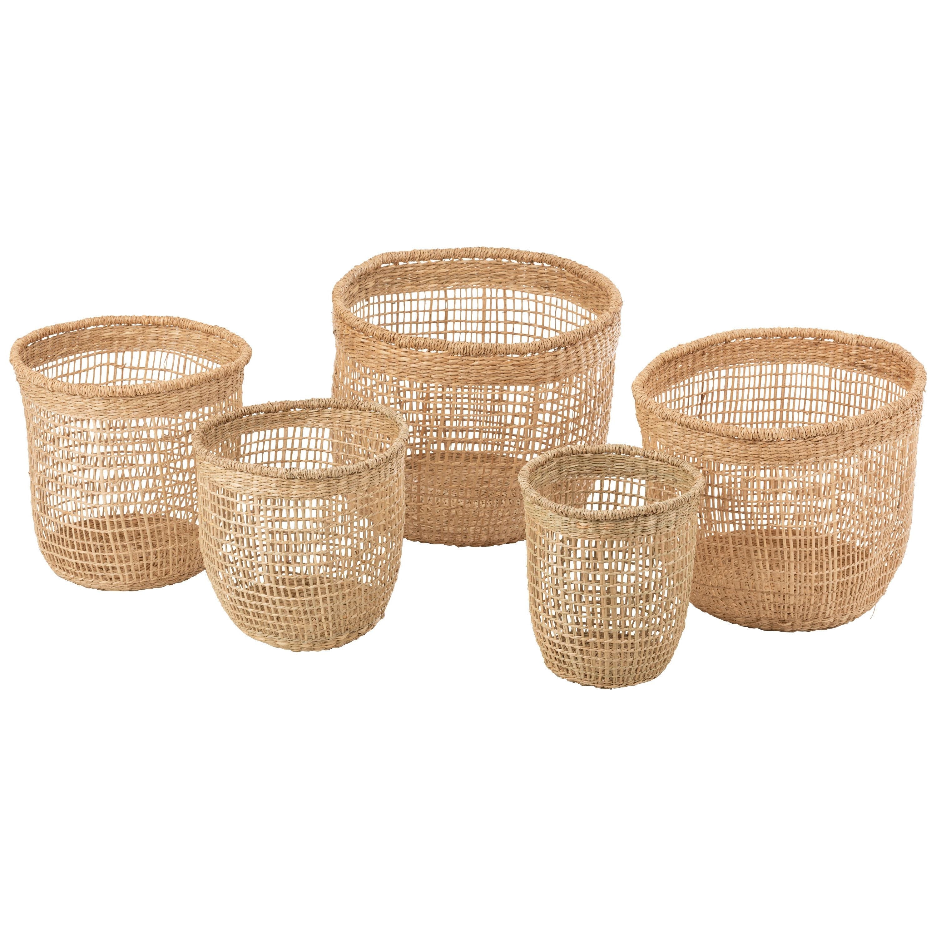 Set of 5 Baskets Oasis Seagrass Light Natural