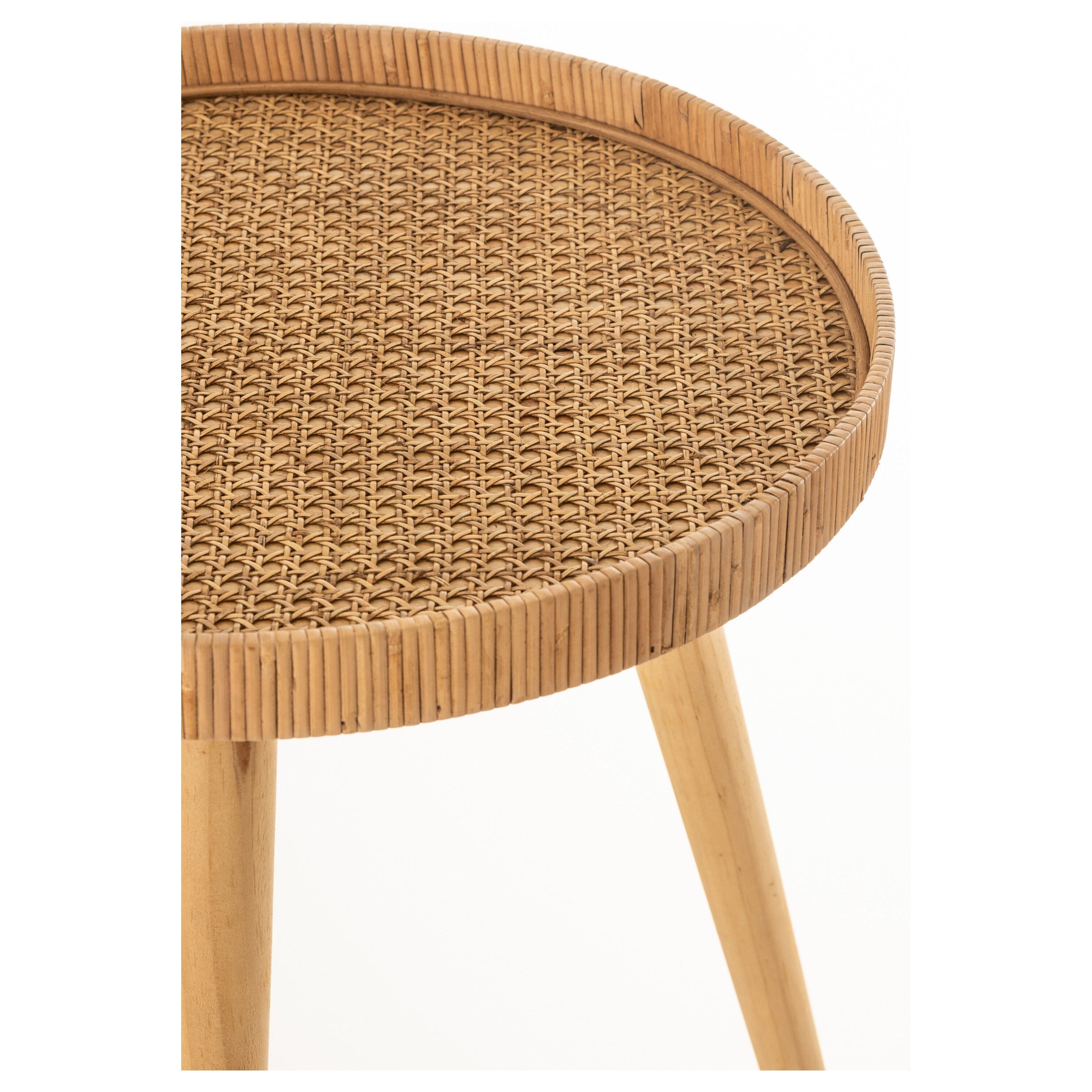 Side Tables Round Tripod Rattan Natural