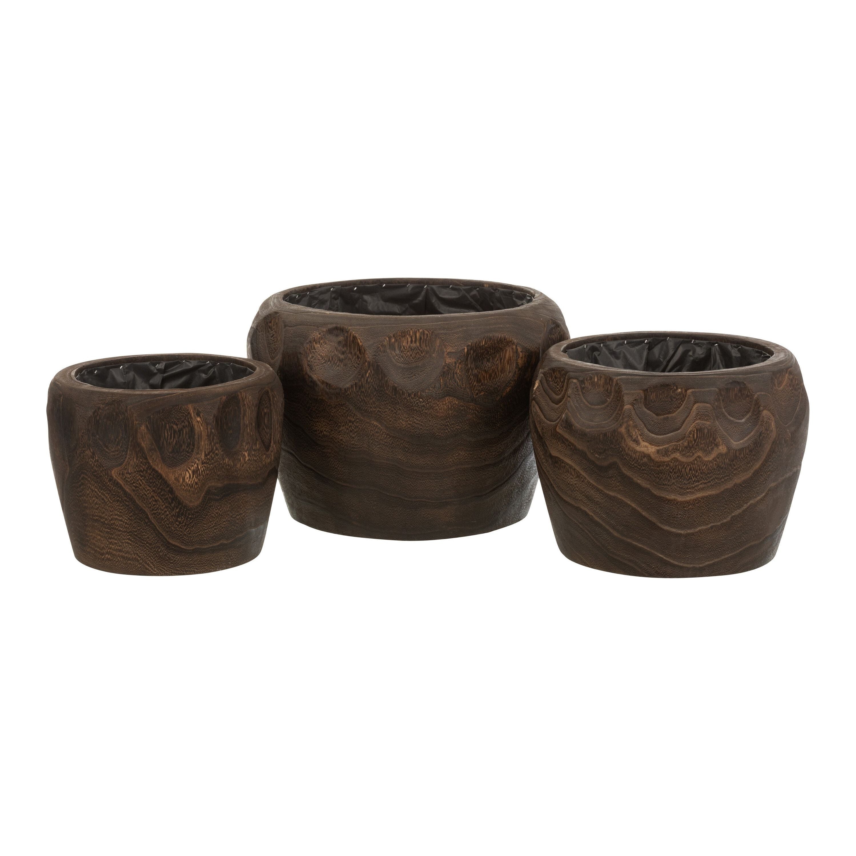 Flowerpot Thibobo Paulownia Wood+plastic Dark Brown Large
