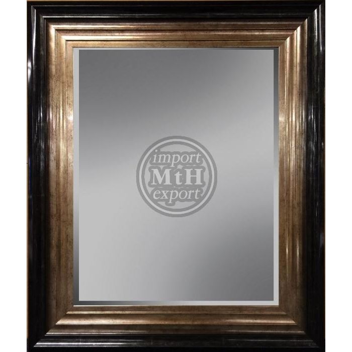 Mirror with facet, 46x107cm incl. frame. Black-Champagne