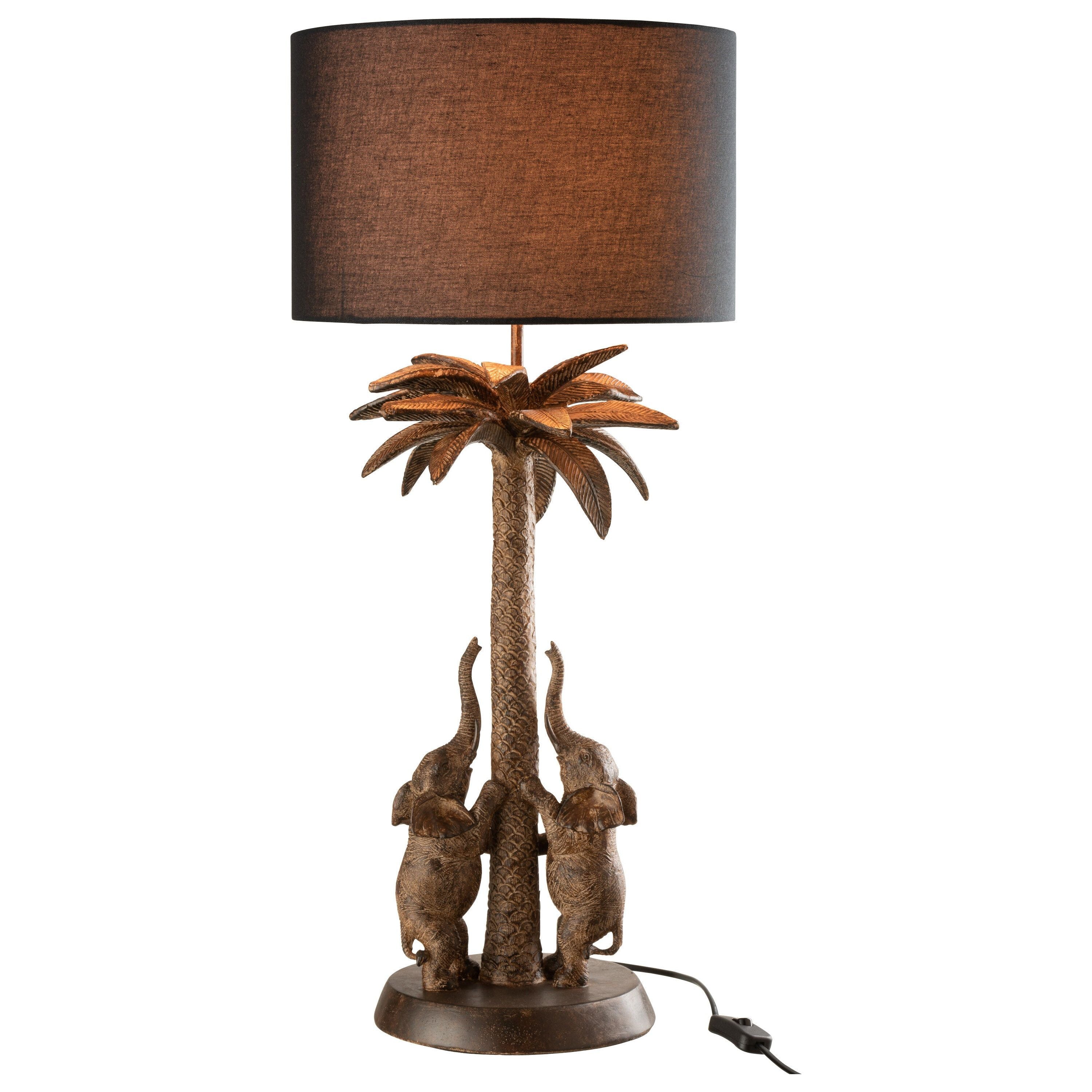 Lamp Palm Tree Elephant Poly Brown