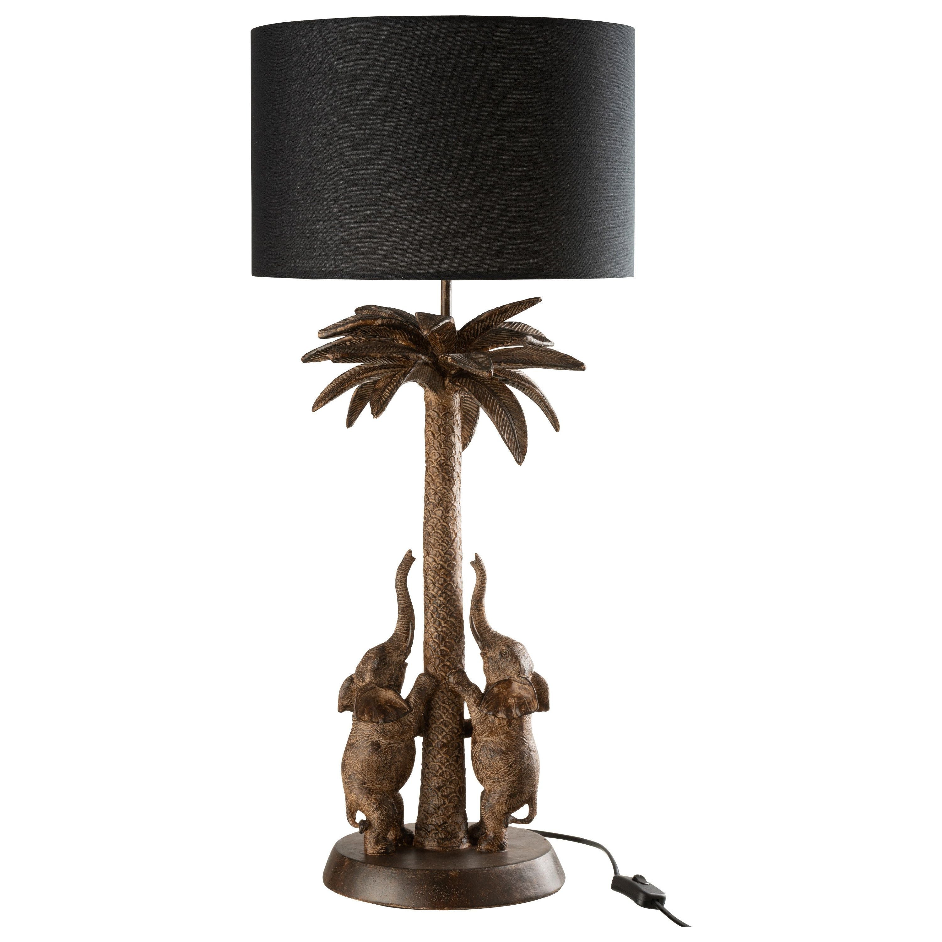 Lamp Palm Tree Elephant Poly Brown
