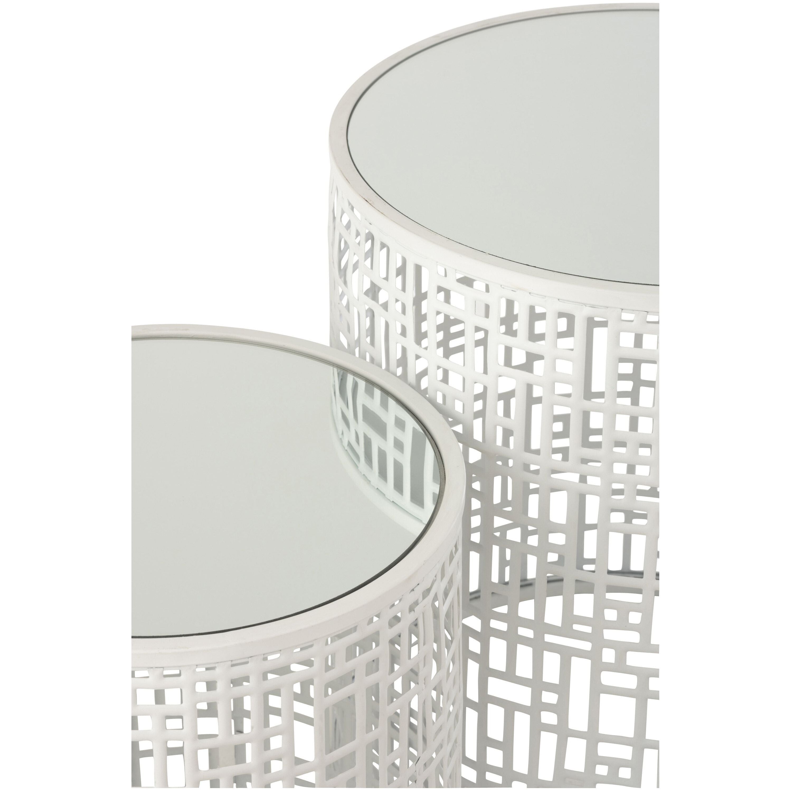 Set Of Two Side Tables Motif Metal/Mirror White