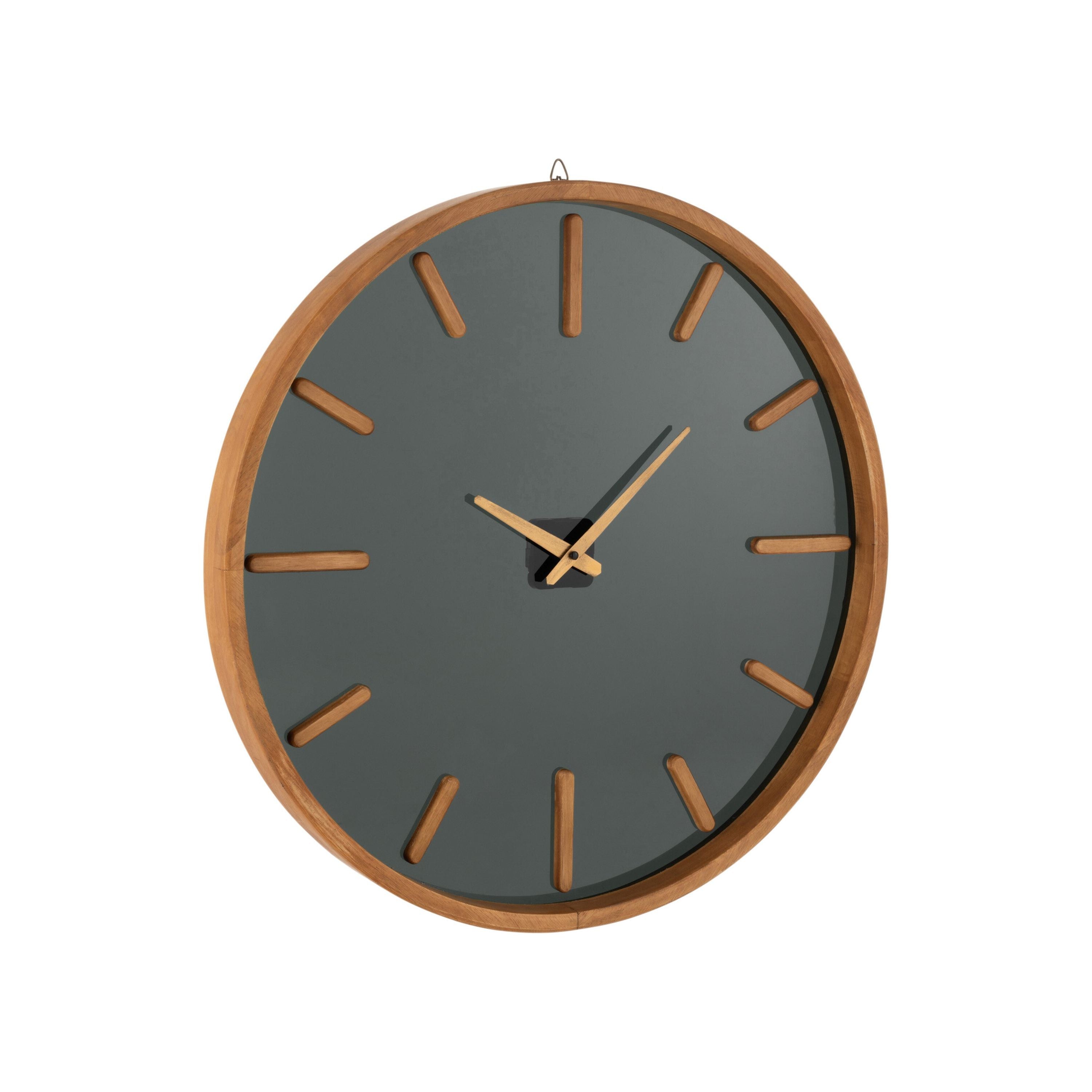 Wall clock Round Wood/glass Brown/black Large