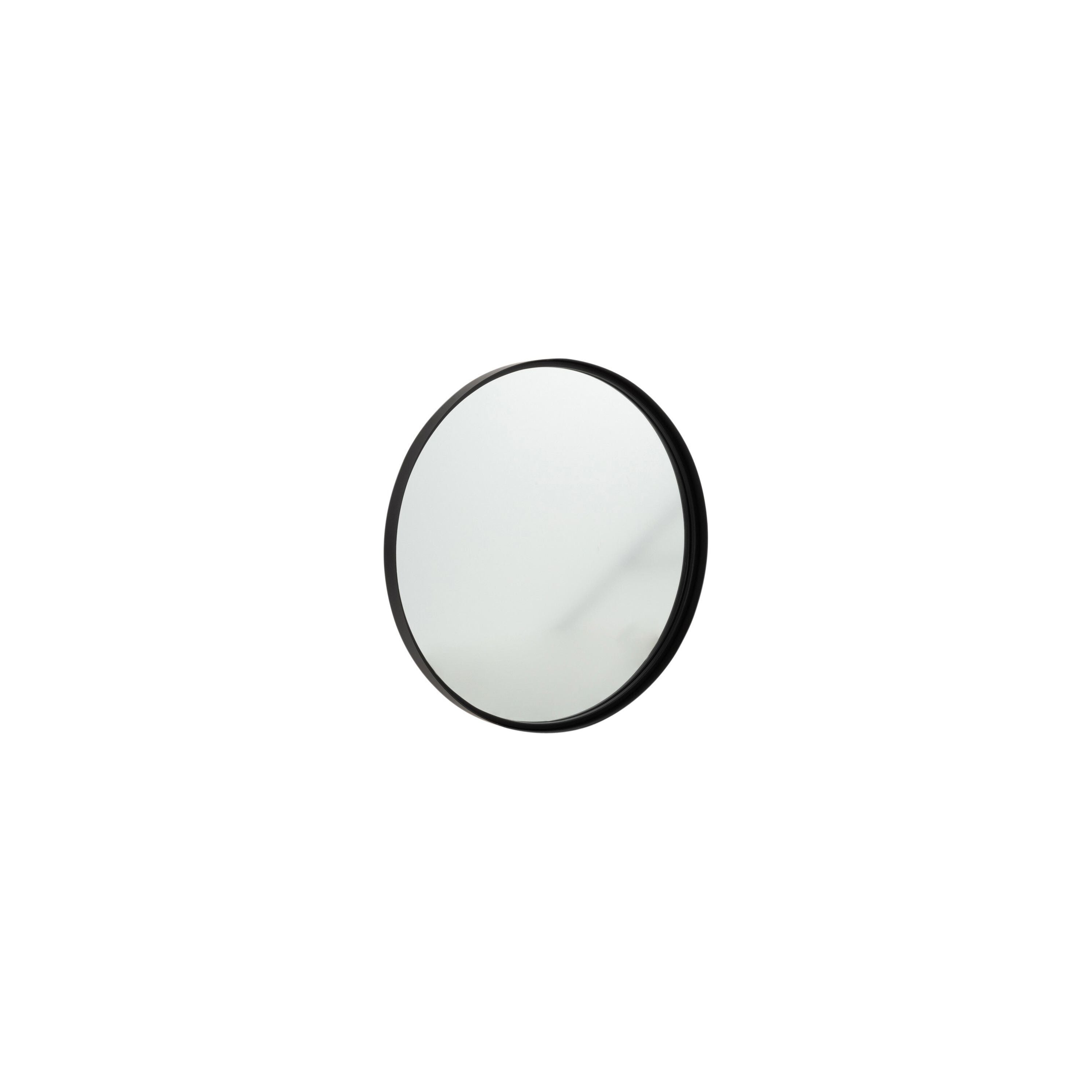 Mirror Round High Edge Metal/glass Black Small