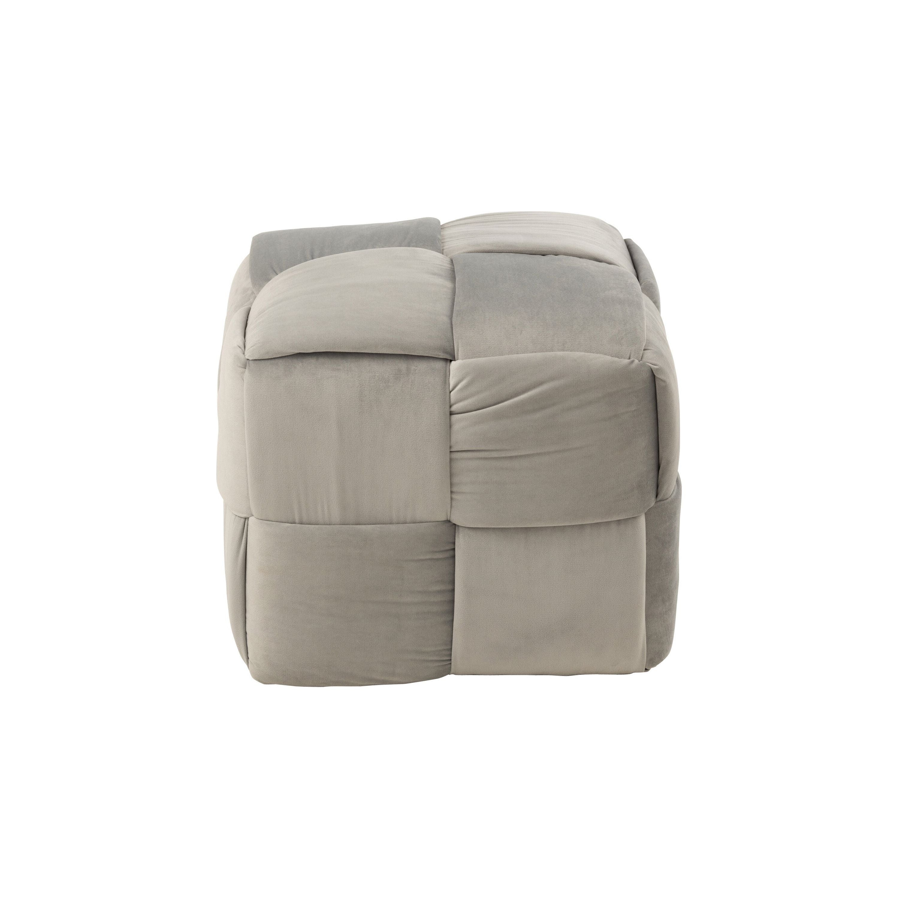 Pouf 1-seater Textile/wood Light Gray