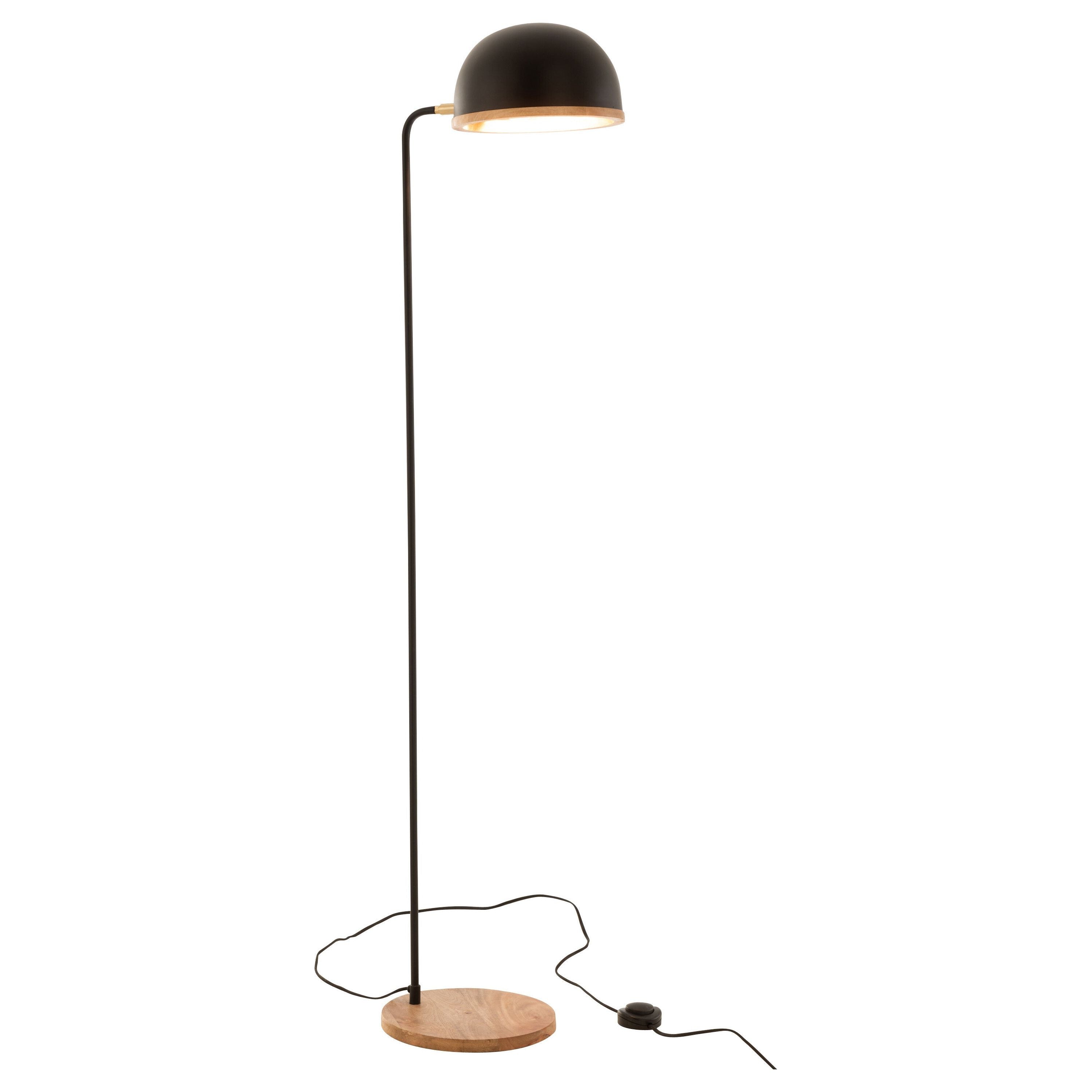 Standing Lamp Evy Iron/wood Black/natural