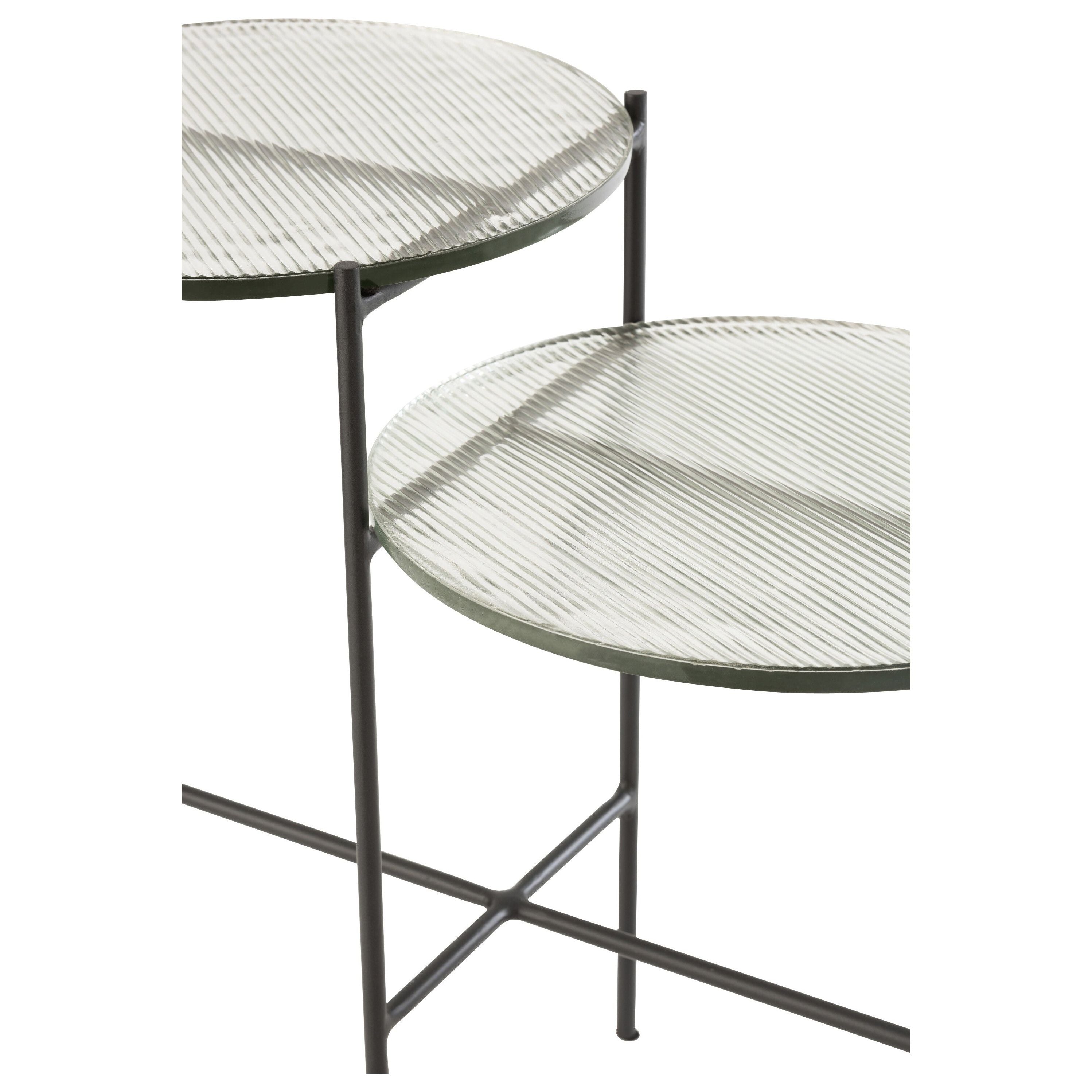 Side table 2 levels Round Glass/iron Transparent/black