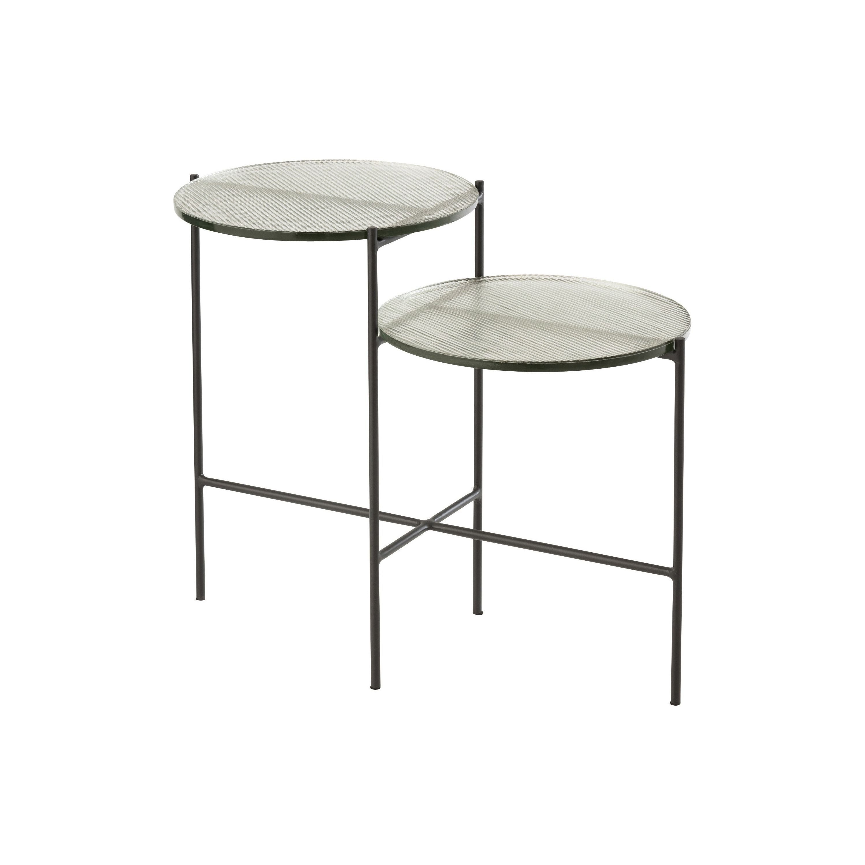 Side table 2 levels Round Glass/iron Transparent/black