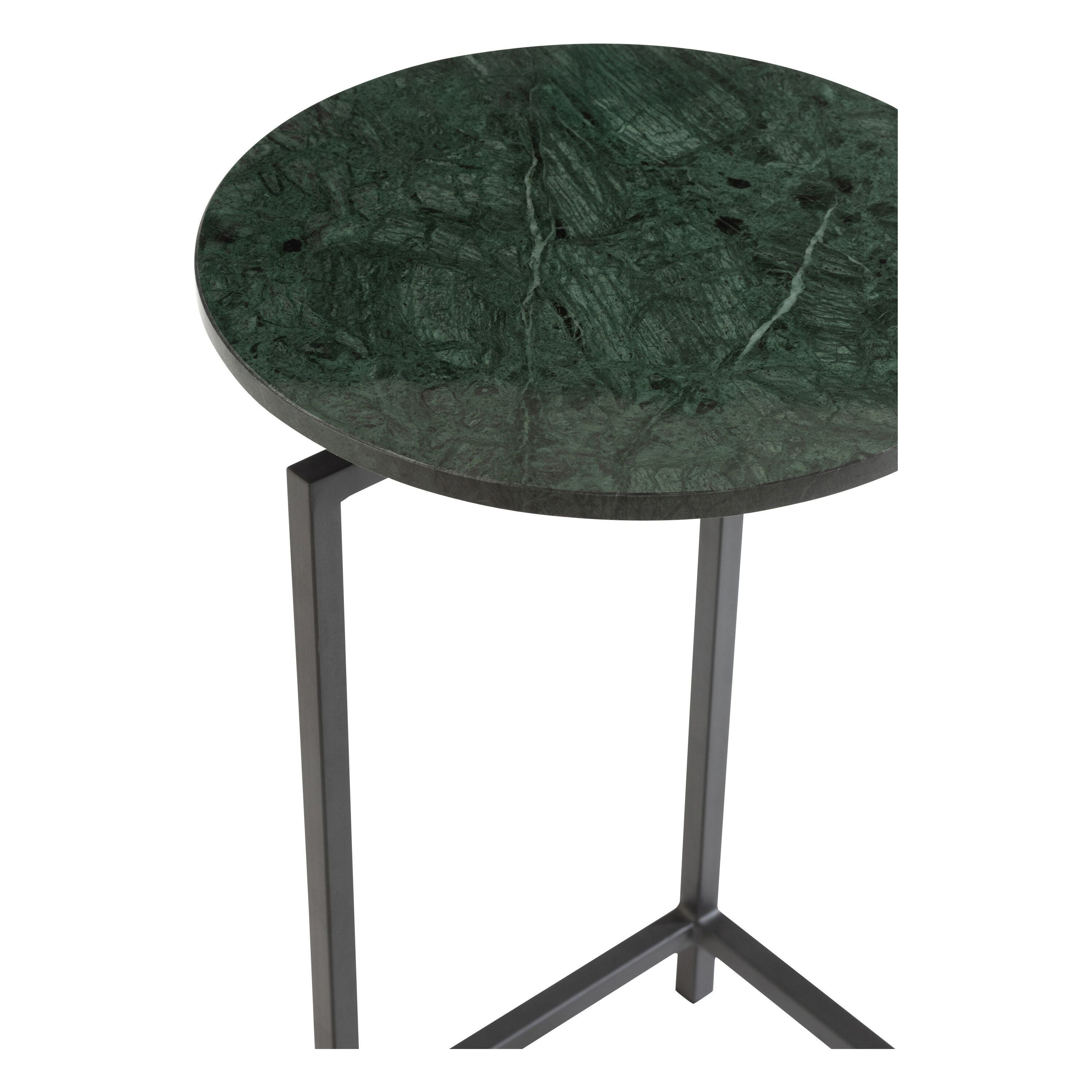 Side table Round Marble/iron Green/black